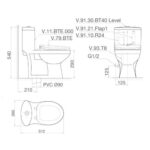Bản vẽ kĩ thuật Bồn cầu 1 khối VIGLACERA BTE trẻ em nắp thường