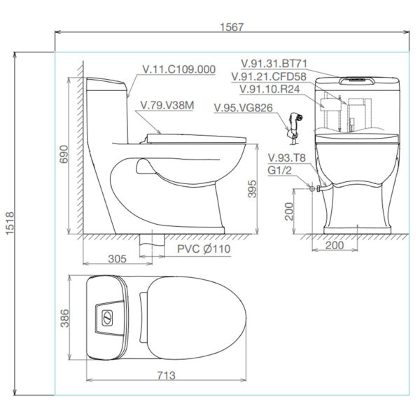 Bản-vẽ-kĩ-thuật-Bồn-cầu-1-khối-VIGLACERA-C109-nắp-êm