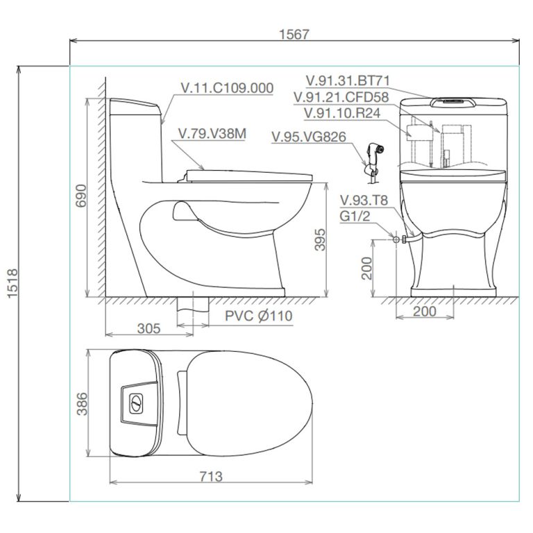 Bản-vẽ-kĩ-thuật-Bồn-cầu-1-khối-VIGLACERA-C109-nắp-êm