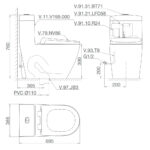 Bản vẽ kĩ thuật Bồn cầu 1 khối VIGLACERA V199 nắp êm