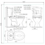 Bản vẽ kĩ thuật Bồn cầu 2 khối VIGLACERA VI66 nắp êm v116