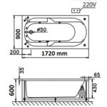 Bản vẽ kĩ thuật Bồn tắm CAESAR MT211AL MT211AR Massage xây 1.7M