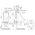 Bản vẽ kĩ thuật Bồn tiểu nam VIGLACERA T1 treo tường