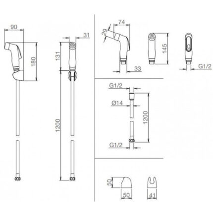 Bản vẽ kĩ thuật Vòi xịt vệ sinh VIGLACERA VG826 (VGXP6) nhựa