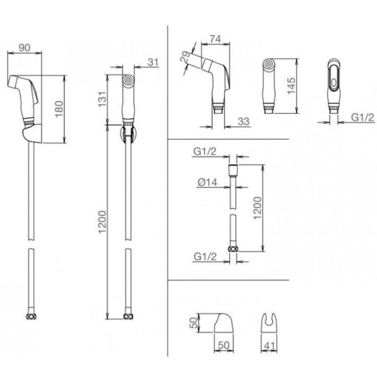 Bản vẽ kĩ thuật Vòi xịt vệ sinh VIGLACERA VG826 (VGXP6) nhựa
