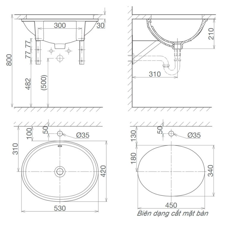 Bản-vẽ-kĩ-thuật-chậu-lavabo-VIGLACERA-CA2-âm-bàn