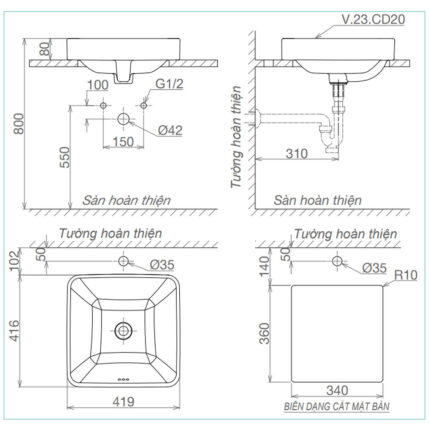 Bản-vẽ-kĩ-thuật-chậu-lavabo-VIGLACERA-CD20-đặt-bàn