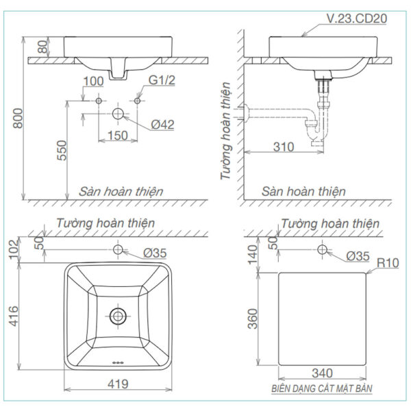 Bản-vẽ-kĩ-thuật-chậu-lavabo-VIGLACERA-CD20-đặt-bàn