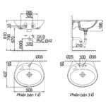 Bản vẽ kĩ thuật chậu lavabo VIGLACERA VTL2 treo tường
