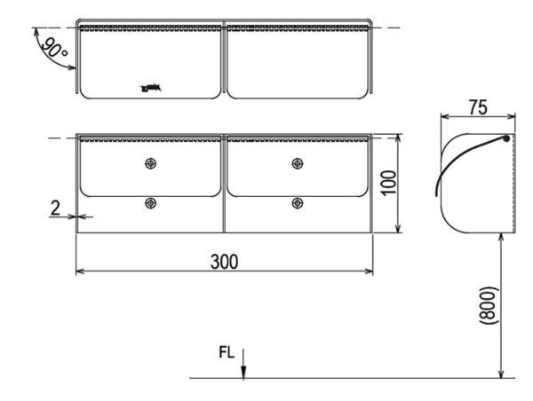 Bản vẽ kích thước Lô giấy INAX CFV-11W đôi