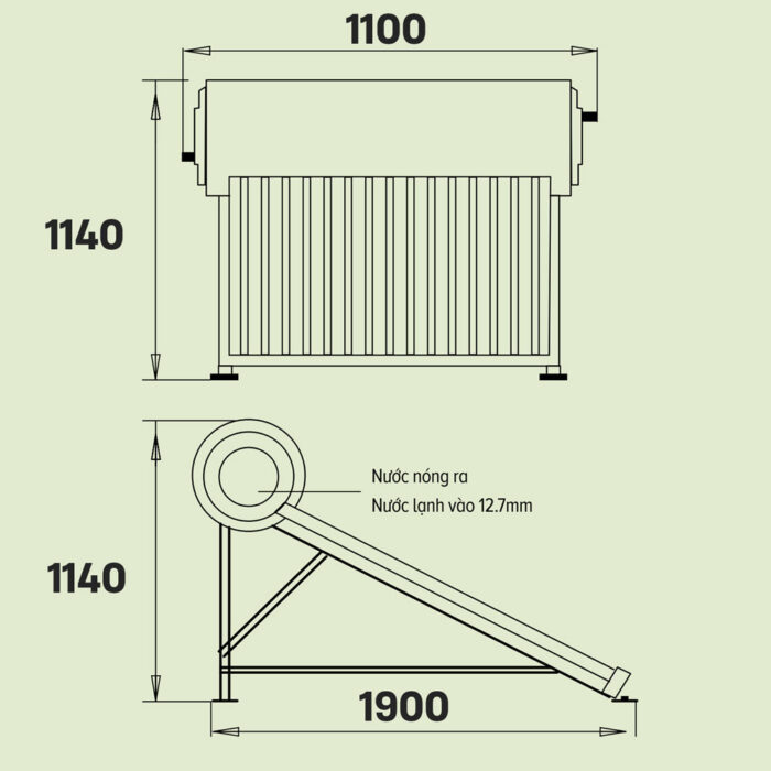 Bản vẽ kỹ thuật Máy nước nóng năng lượng mặt trời Ariston ECO TUBE ECO2 1810 25 T N SS 116 lít