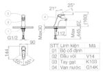 Bản vẽ kỹ thuật Vòi lavabo VIGLACERA VG103 nước lạnh
