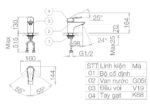 Bản vẽ kỹ thuật Vòi lavabo VIGLACERA VG168 nóng lạnh
