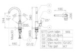 Bản vẽ kỹ thuật Vòi rửa bát VIGLACERA VG731 (VSD7031) nóng lạnh