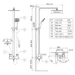 Bản vẽ kỹ thuật Vòi sen cây VIGLACERA VG593 nóng lạnh