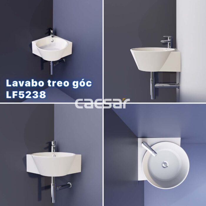 Chậu lavabo treo tường CAESAR LF5238 góc - Ảnh 4