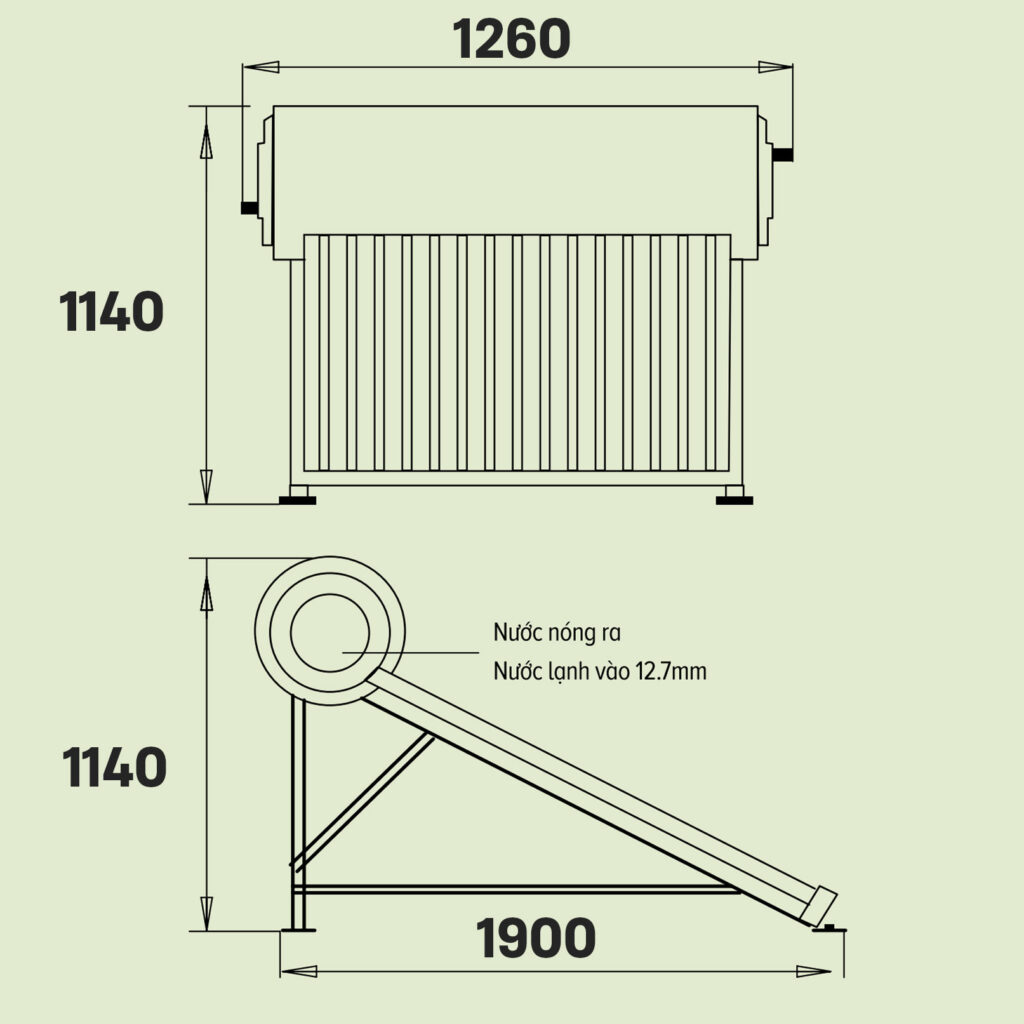 Máy nước nóng năng lượng mặt trời Ariston ECO TUBE ECO2 1812 25 T N SS 132 lít