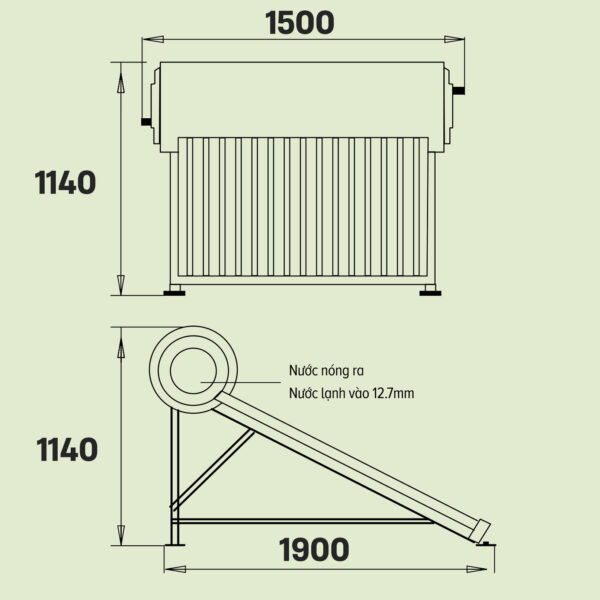 Máy nước nóng năng lượng mặt trời Ariston ECO TUBE ECO2 1815 25 T N SS 160 lít
