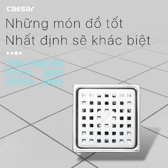 Phễu thoát sàn CAESAR ST1212 120x120mm phi 60 - Ảnh 2