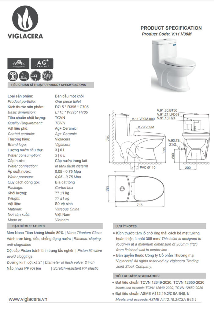 Thông-số-kĩ-thuật-Bồn-cầu-1-khối-VIGLACERA-V39-V39M-nắp-êm