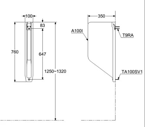 TOTO A100#W - Vách ngăn Bồn tiểu nam
