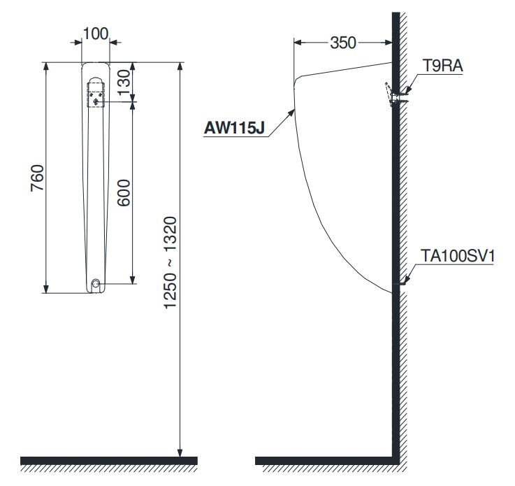 TOTO AW115J#W - Vách ngăn Bồn tiểu nam 1 TOTO AW115J#W - Vách ngăn Bồn tiểu nam
