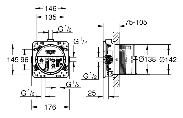 ban ve bo am on nhiet grohe smart box universal 35600000