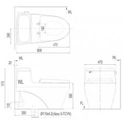 INAX AC-1135VN - Bồn cầu 1 khối nắp êm