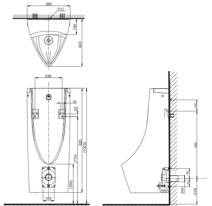 TOTO USWN900A/HHF90603 - Bồn tiểu nam cảm ứng dùng pin 1 TOTO USWN900A/HHF90603 - Bồn tiểu nam cảm ứng dùng pin