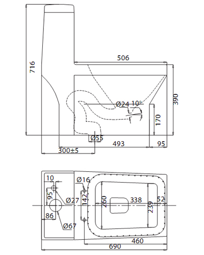 Bồn cầu 1 khối VIGLACERA V42
