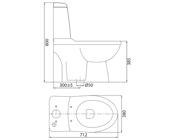 VIGLACERA VI107 - Bồn cầu 2 khối nắp êm V37M 1 Bồn cầu 2 khối VIGLACERA VI107(BS107) Nắp Êm V37M