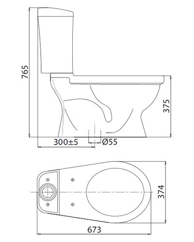 VIGLACERA VI88 - Bồn cầu 2 khối nắp thường 1 Bồn cầu 2 khối VIGLACERA VI88 Xả Nhấn Nắp 1102