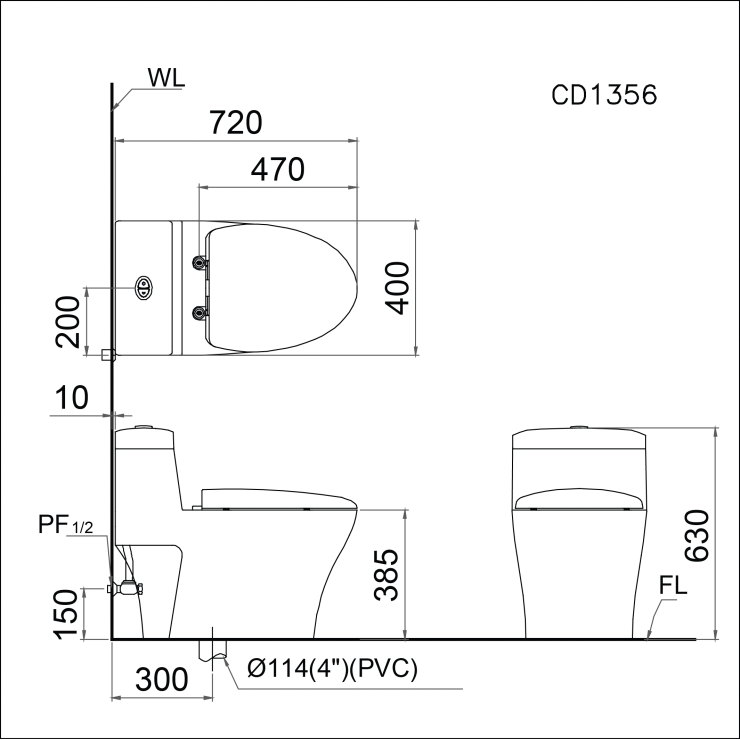 CAESAR CD1356 TAF200H - Bồn cầu thông minh nắp rửa điện tử