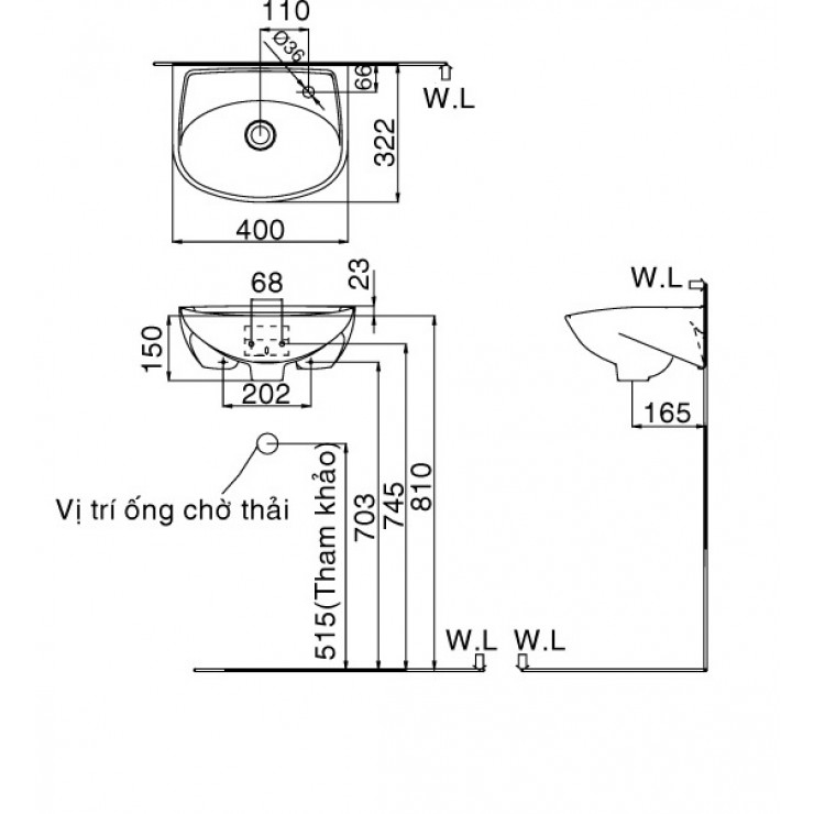 INAX L-280V - Chậu lavabo treo tường