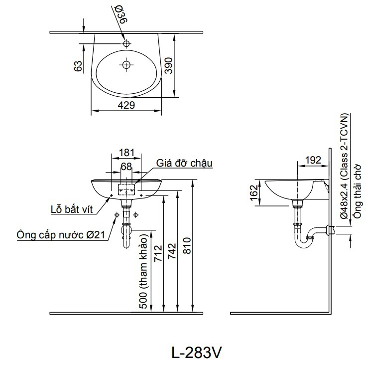INAX L-283V - Chậu lavabo treo tường