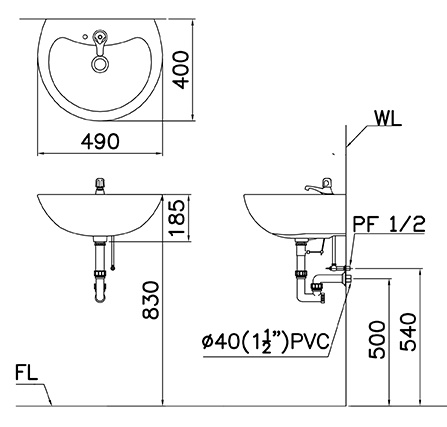 CAESAR L2150 - Chậu lavabo treo tường