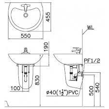 CAESAR L2155 P2441 - Chậu lavabo treo tường chân ngắn