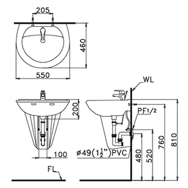 CAESAR L2220 - Chậu lavabo treo tường 1 CAESAR L2220 - Chậu lavabo treo tường