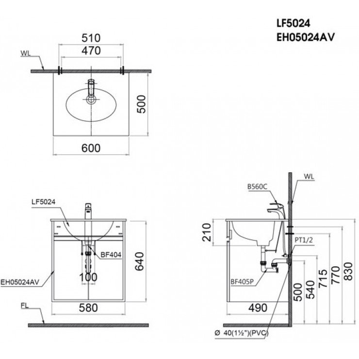CAESAR LF5024 EH05024AV - Tủ lavabo 1 CAESAR LF5024 EH05024AV - Tủ lavabo
