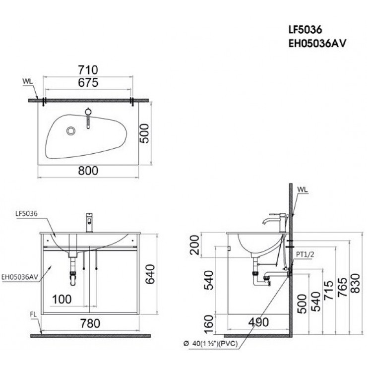 CAESAR LF5036 EH05036AV - Tủ lavabo