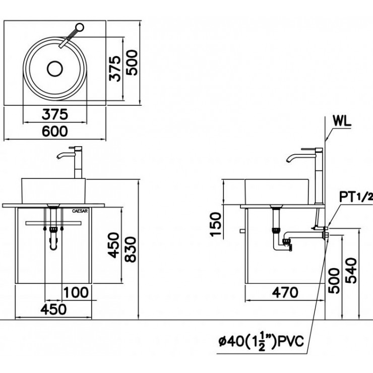 CAESAR LF5232 - Chậu lavabo đặt bàn