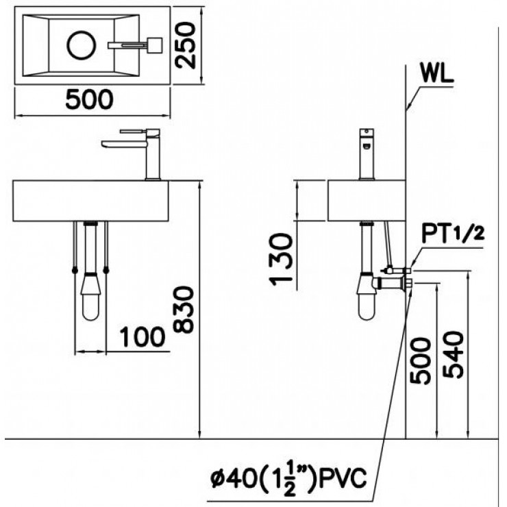 CAESAR LF5239S - Chậu lavabo treo tường