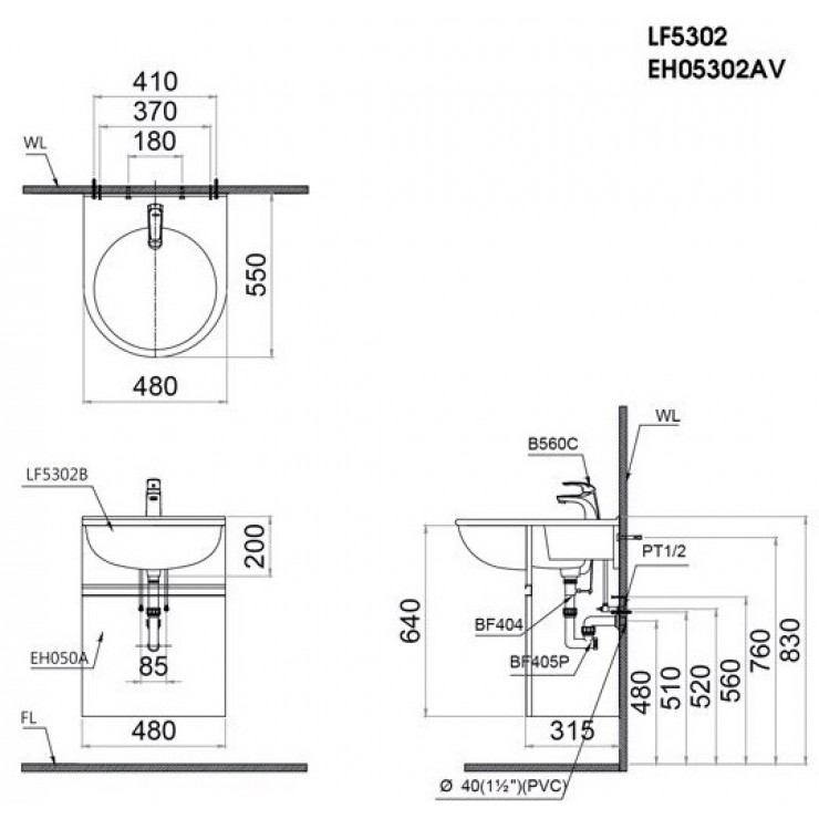 CAESAR LF5302 EH05302AV - Tủ lavabo 1 CAESAR LF5302 EH05302AV - Tủ lavabo