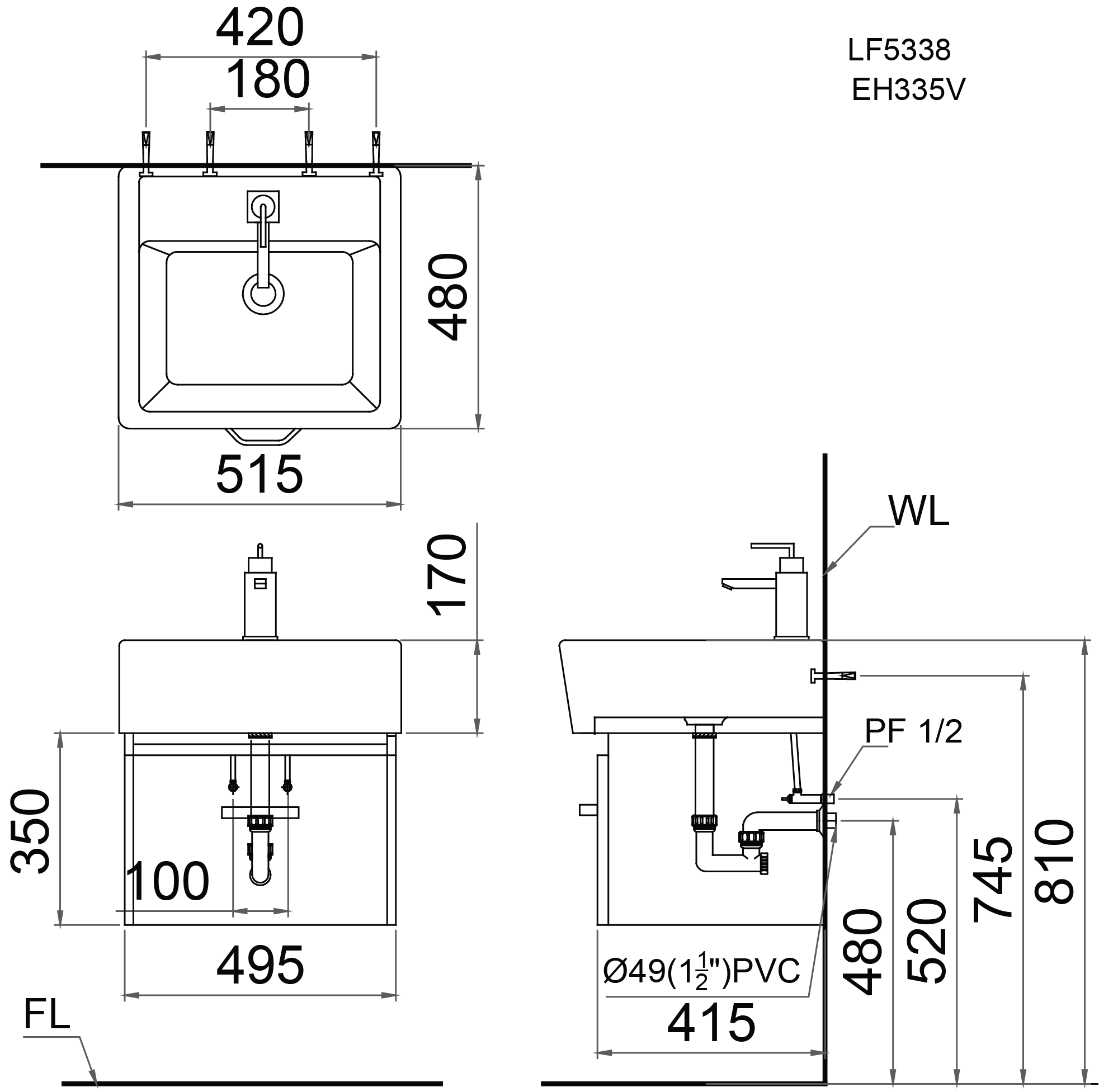 CAESAR LF5338 EH335V - Tủ lavabo 1 CAESAR LF5338 EH335V - Tủ lavabo