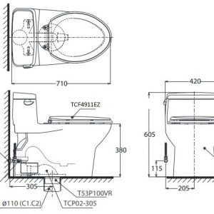 TOTO MS884W11 - Bồn cầu thông minh nắp rửa điện tử TCF4911Z 1 TOTO MS884W11 - Bồn cầu thông minh nắp rửa điện tử TCF4911Z