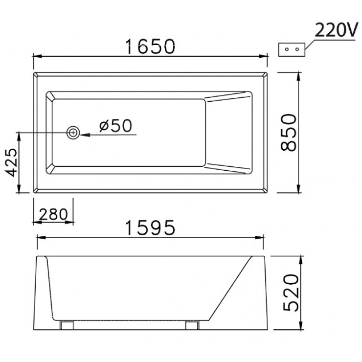 CAESAR MT0660C Đèn - Bồn tắm massage xây