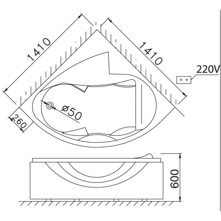 CAESAR MT5140A - Bồn tắm massage xây