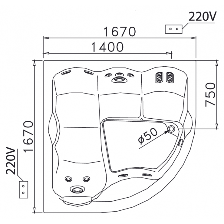 CAESAR MT5165 - Bồn tắm massage chân yếm