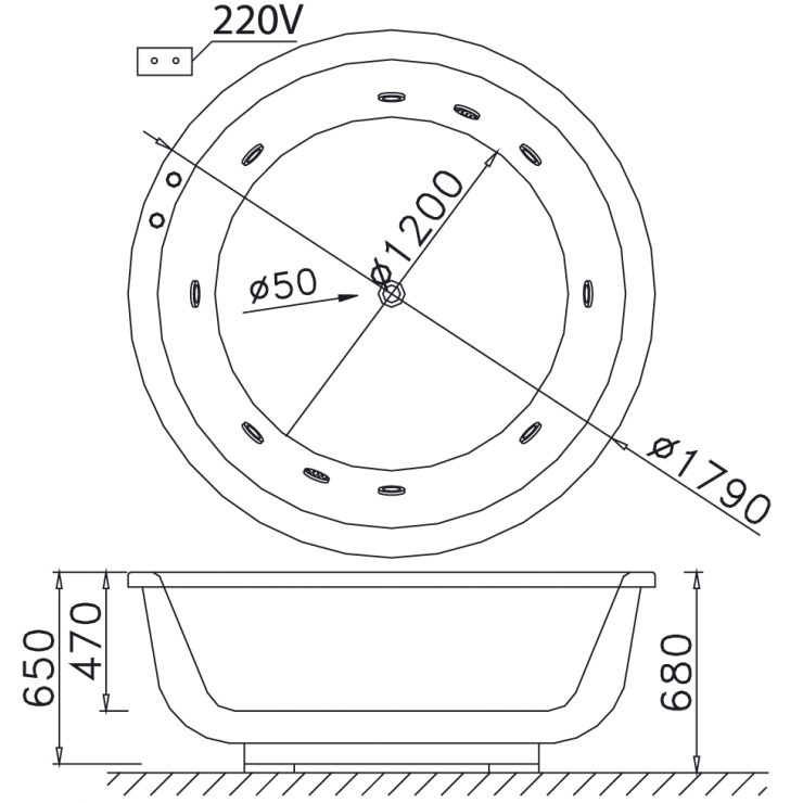 CAESAR MT6470A - Bồn tắm massage xây
