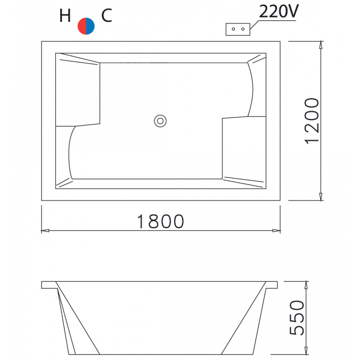 CAESAR MT7180L/R - Bồn tắm massage chân yếm